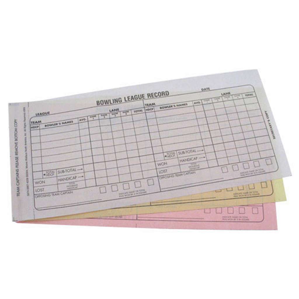 Bowling Team Score Book Carbonless 3 Part Recap Sheets