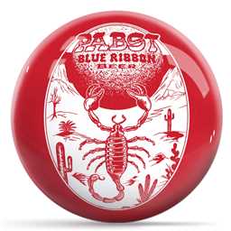 Pabst Blue Ribbon Scorpion Bowling Ball - Red with White Logo