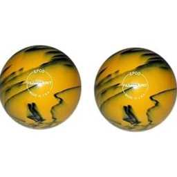 EPCO Duckpin Bowling Balls - Marbleized Glow - Yellow & Black (4 7/8 inch - 3lbs 8oz) 2 Balls