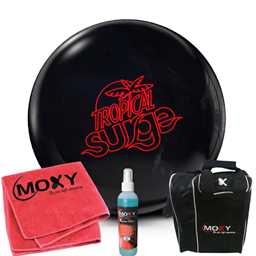 Storm Tropical Surge Midnight Bowling Ball | Moxy Strike Black Bowling Bag | Moxy Red Micro Fiber Towel | Moxy Xtreme Power Cleaner Package