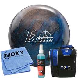 Brunswick T-Zone Galactic Sparkle Bowling Ball  | Moxy Strike Royal Bowling Bag | Moxy Blue Micro Fiber Towel | Moxy Xtreme Power Cleaner Package