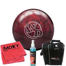 Columbia 300 White Dot Scarlet Bowling Ball  | Moxy Strike Black Bowling Bag | Moxy Red Micro Fiber Towel | Moxy Xtreme Power Cleaner Package