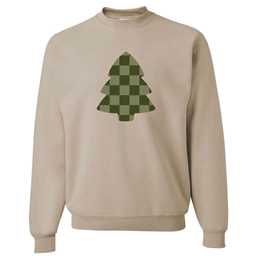 Checkered Christmas Tree Womens Crewneck - Multiple Colors