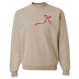 Left Chest Merry Christmas Bow Womens Crewneck - Multiple Colors