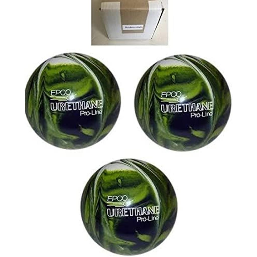 EPCO Duckpin Bowling Balls- Urethane - Lime Green, White & Navy- (4 7/8 inch- 3lbs. 8 oz.) 3 Balls