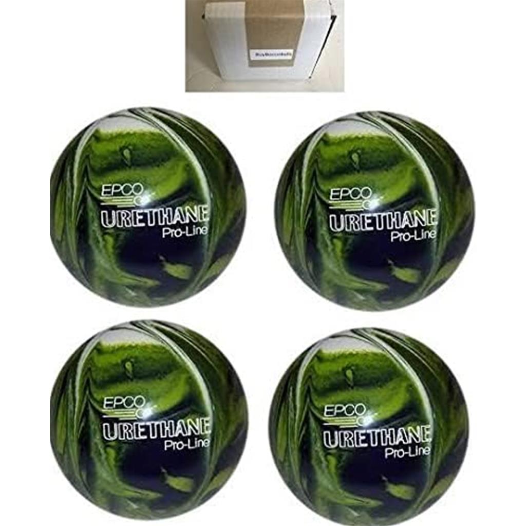 EPCO Candlepin Bowling Balls - Urethane - Lime Green, White & Navy (4 1/2 inch- 2lbs. 7oz.) 4 Balls