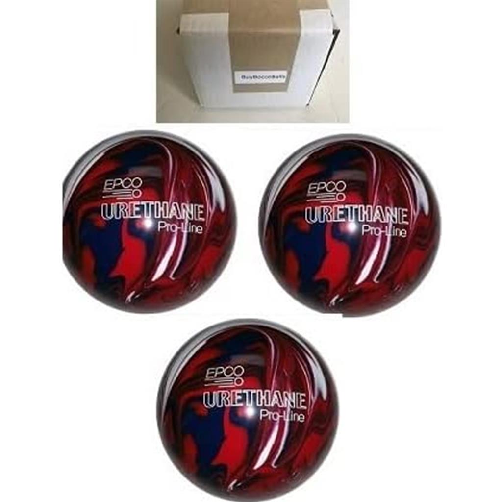 EPCO Duckpin Bowling Balls- Urethane - Dark Red, Royal & White - (4 7/8 inch- 3lbs. 8 oz.) 3 Balls