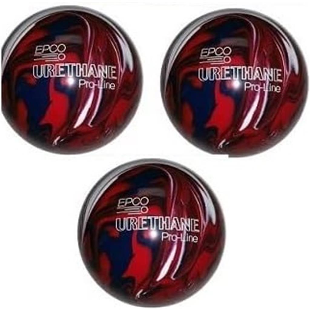 EPCO Duckpin Bowling Balls- Urethane - Dark Red, Royal & White - (5 inch- 3lbs. 12 oz.) 3 Balls