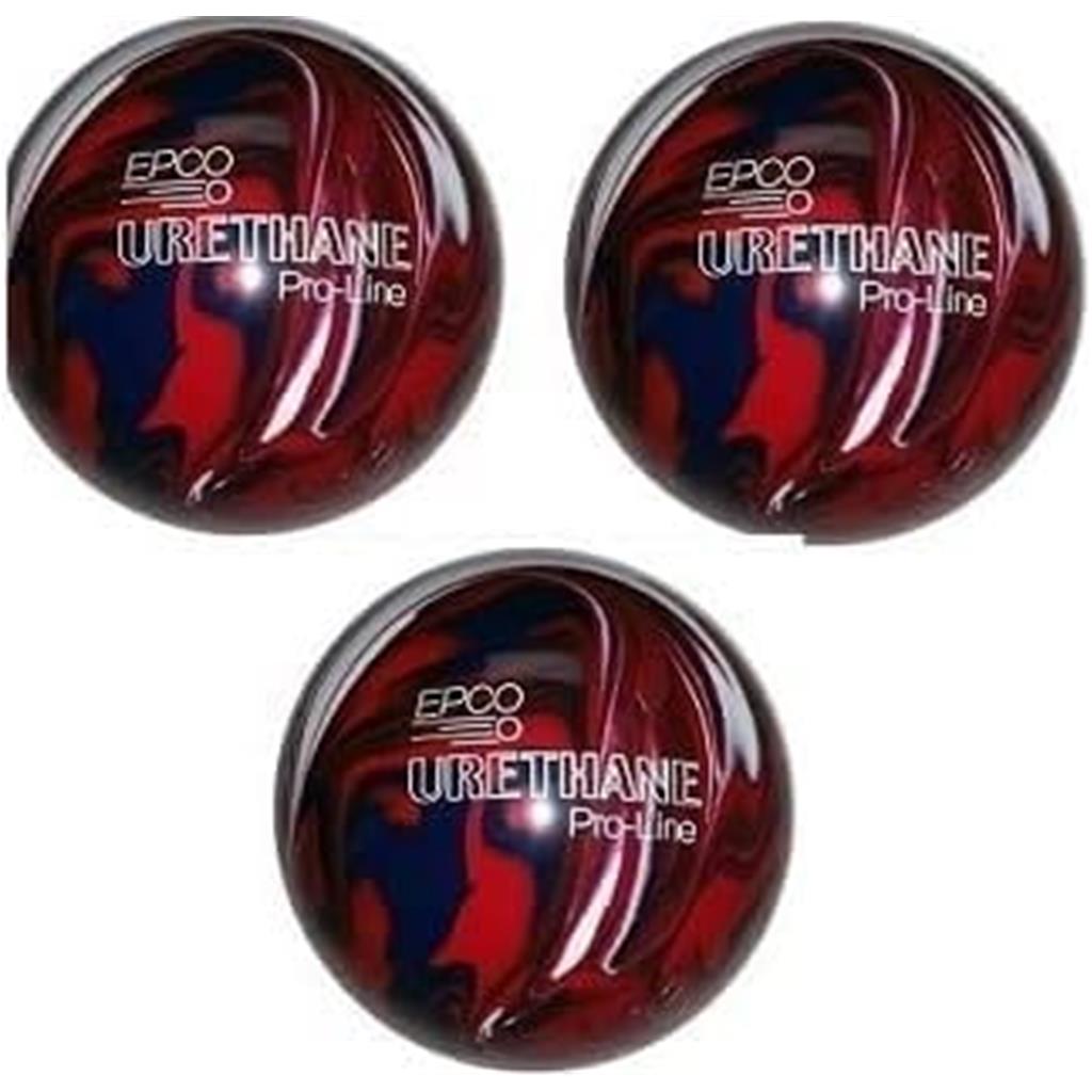 EPCO Duckpin Bowling Balls - Urethane - Dark Red, Royal & White (5 inch- 3lbs. 10 oz.) 3 Balls