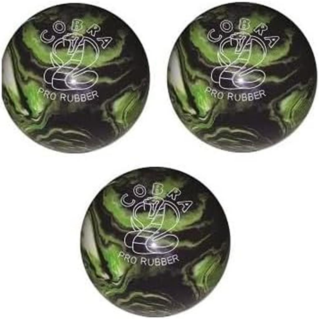 EPCO Duckpin Bowling Ball - Cobra Pro Rubber - Purple, Lime & White (4 3/4 inch- 3lbs. 10oz.) - 3 Balls