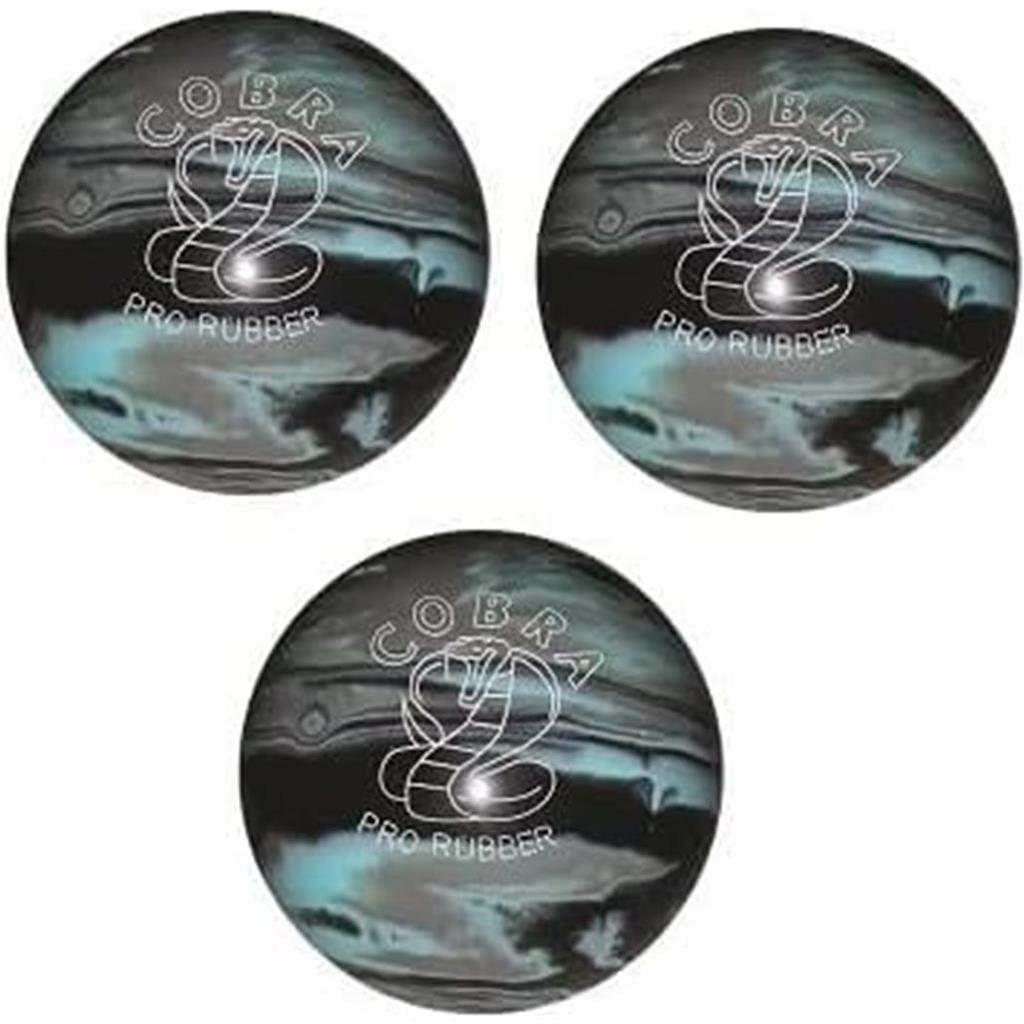 EPCO Duckpin Bowling Ball - Cobra Pro Rubber - Black, Light Blue & Grey (4 3/4 inch- 3lbs. 8oz.) - 3 Balls