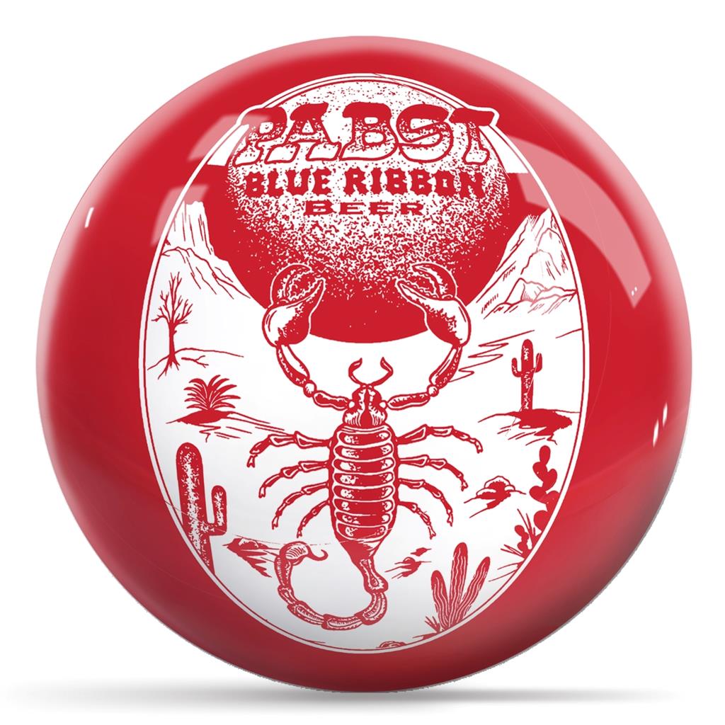 Pabst Blue Ribbon Scorpion Bowling Ball - Red with White Logo