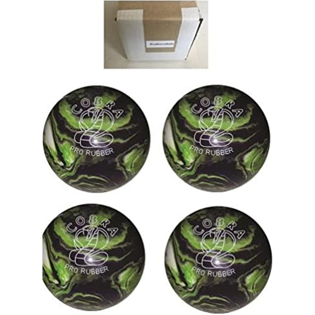 EPCO Candlepin Bowling Balls - Cobra Pro Rubber - Purple, Lime & White (4 1/2 inch- 2lbs. 6oz.) - 4 Balls