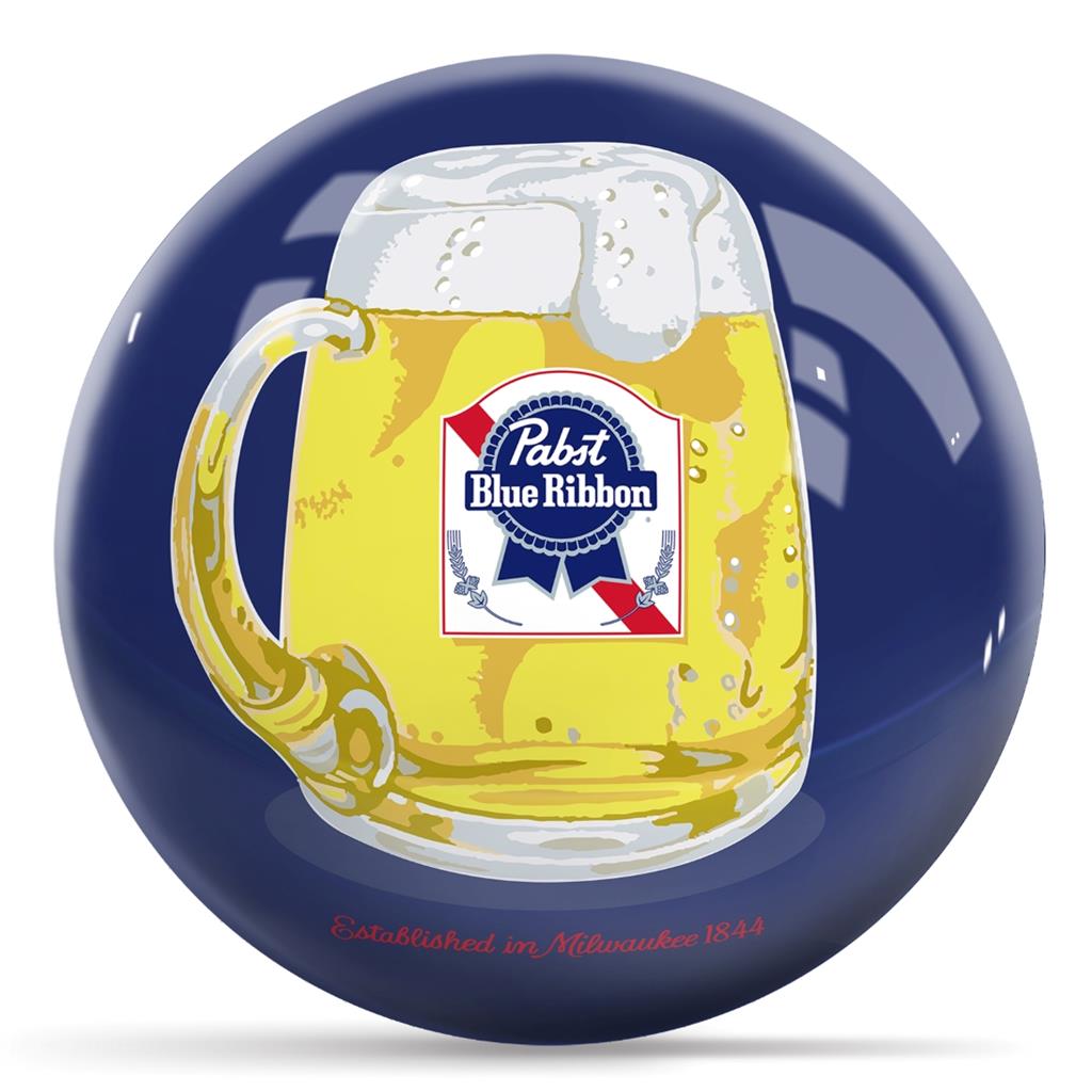 Pabst Blue Ribbon Beer Mug Bowling Ball - Blue