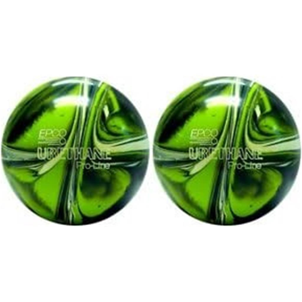 EPCO Duckpin Bowling Balls- Urethane - Lime Green, White & Navy (5 inch- 3lbs. 12 oz.) 2 Balls