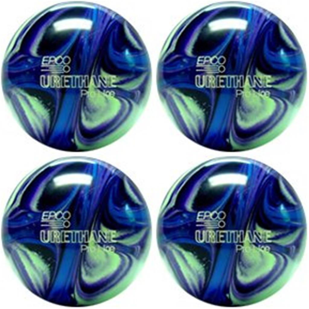 EPCO Candlepin Bowling Ball- Urethane Pro-Line - Purple, Blue & Mint (4 1/2 inch- 2lbs. 6oz.) 4 Balls