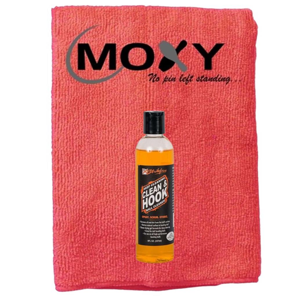 Kr Strikeforce Clean & Hook Bowling Ball Cleaner 8oz with Moxy Micro Fiber Cleaning Towel (Red)