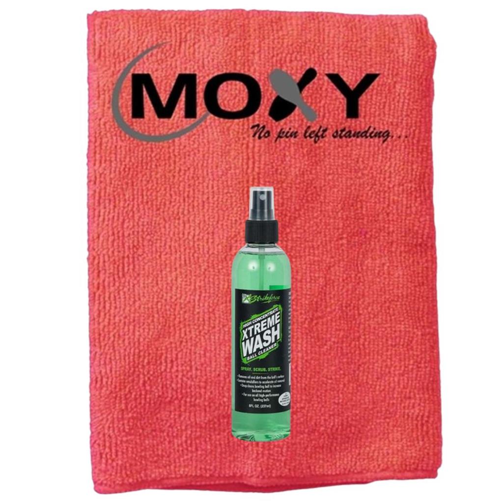 Kr Strikeforce Xtreme Wash Bowling Ball Cleaner 8oz with Moxy Micro Fiber Cleaning Towel (Red)