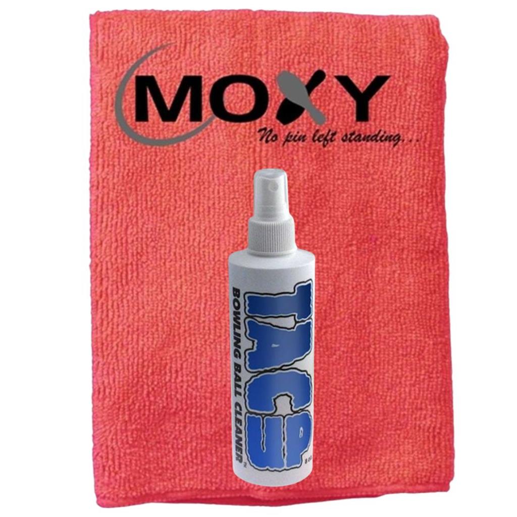 Tac Up Bowling Ball Cleaner - 8oz with Moxy Micro Fiber Cleaning Towel (Red)