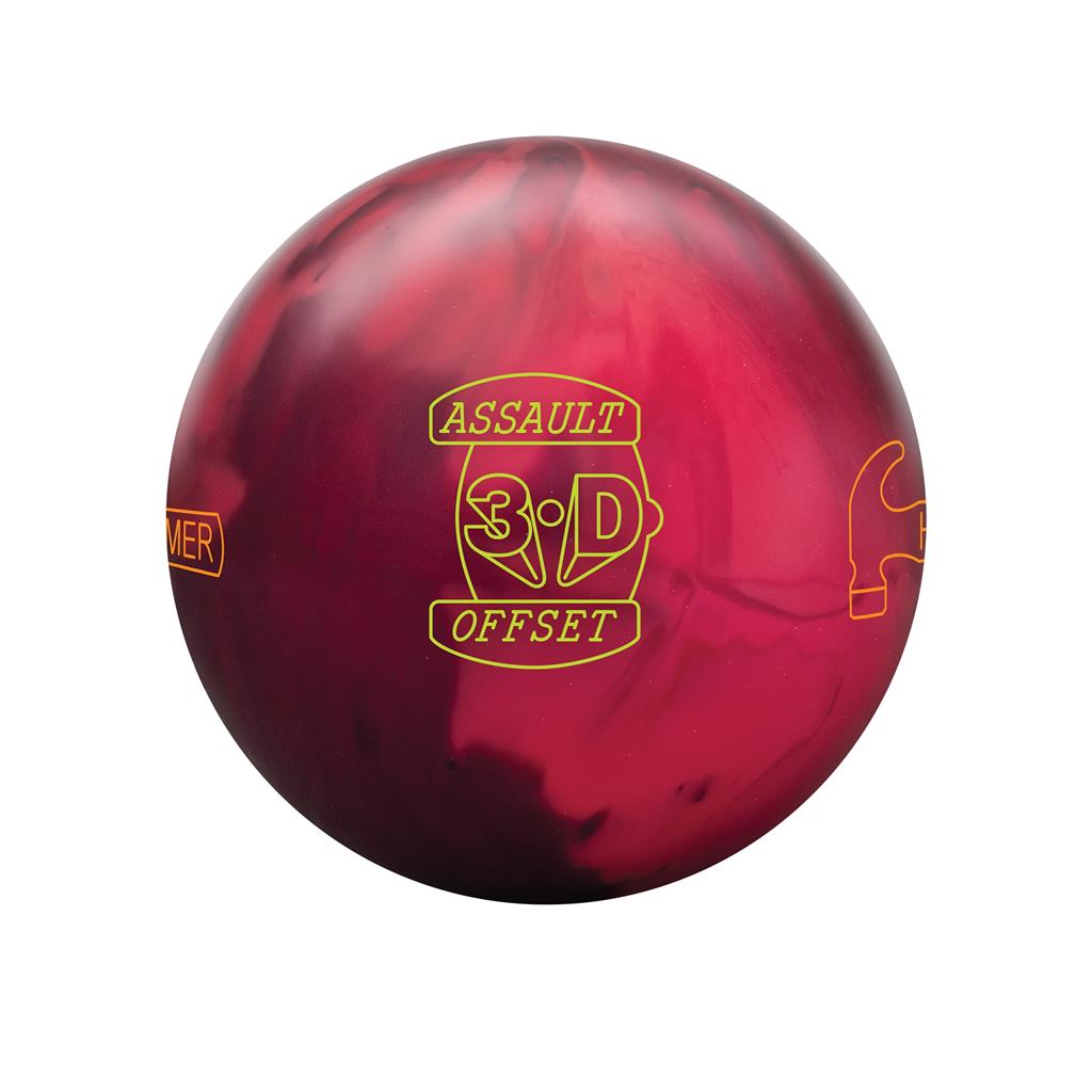 Hammer PRE-DRILLED 3-D Offset Assault Bowling Ball - Red/Cherry/Dark Red 